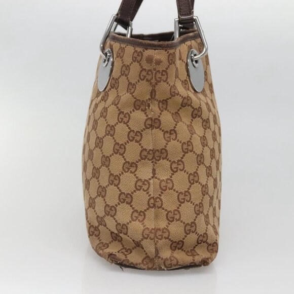 GUCCI GG Canvas Hand Bag Beige Gold 121023 Auth 135055 - Picture 4 of 16